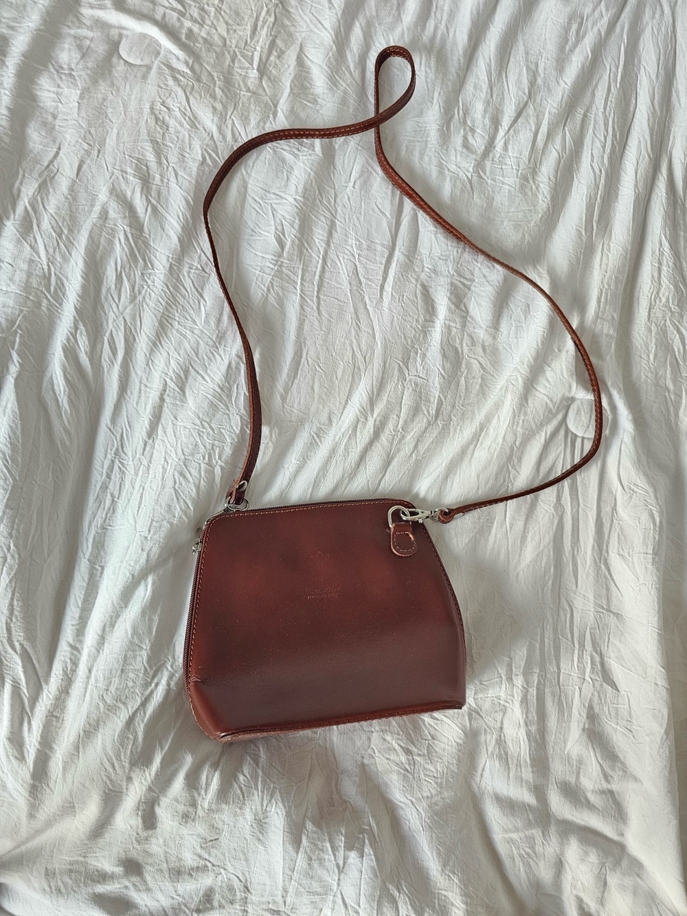 Vera Pelle Deep Brown Leather Crossbody Bag